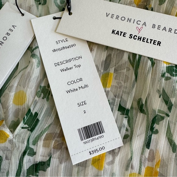 Veronica Beard Walker Pintucked Silk Blouse Sz 2 - Picture 6 of 11